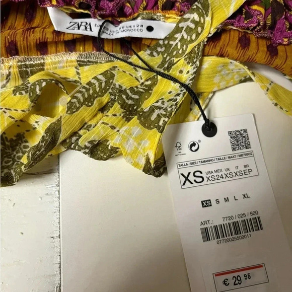 Zara Chemise Sheer Printed Halter Top Size XS Boho Tiered NWT New - Picture 4 of 7